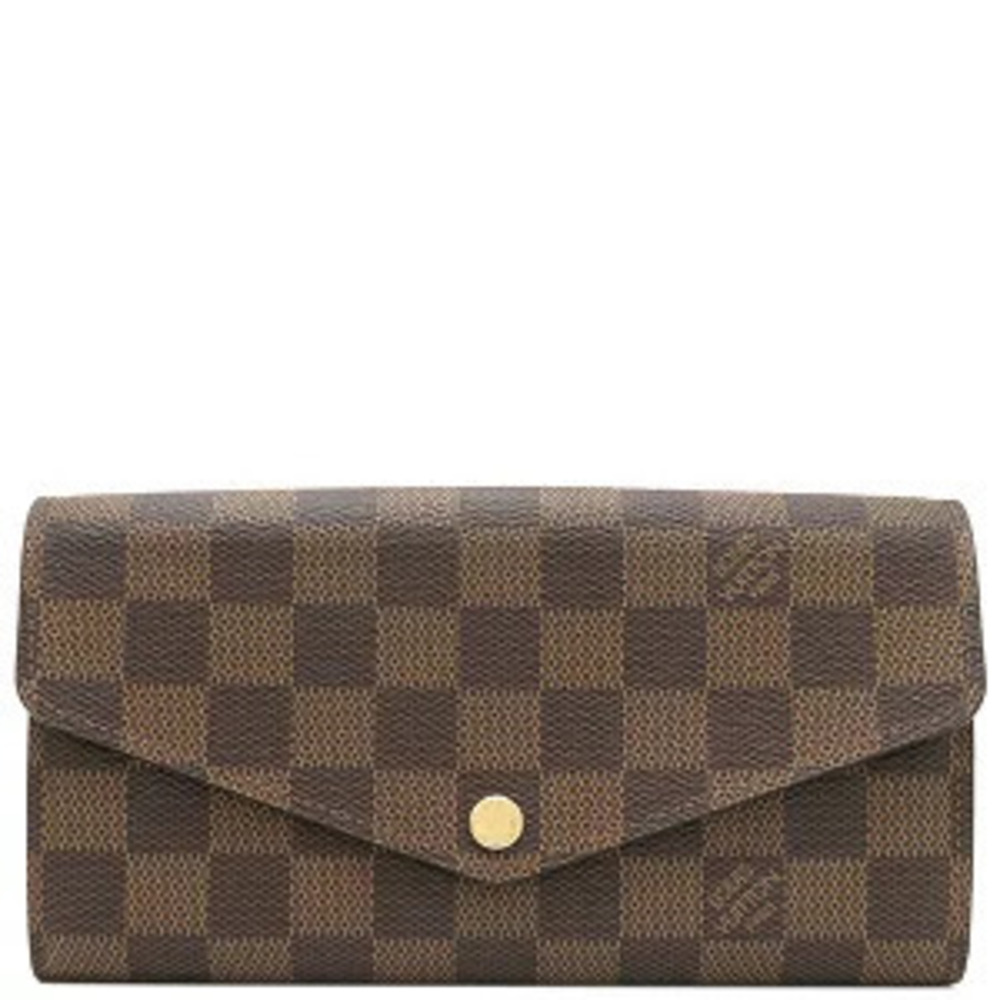 Louis Vuitton Portefeuille Sarah Long Wallet Damier Canvas Ebene Brown Bi fold